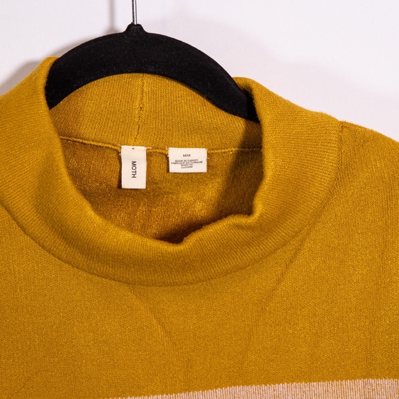 Moth Anthropologie Mock Neck Stripe Print Pattern Knit Stretch Pullover Sweater - Picture 2 of 4